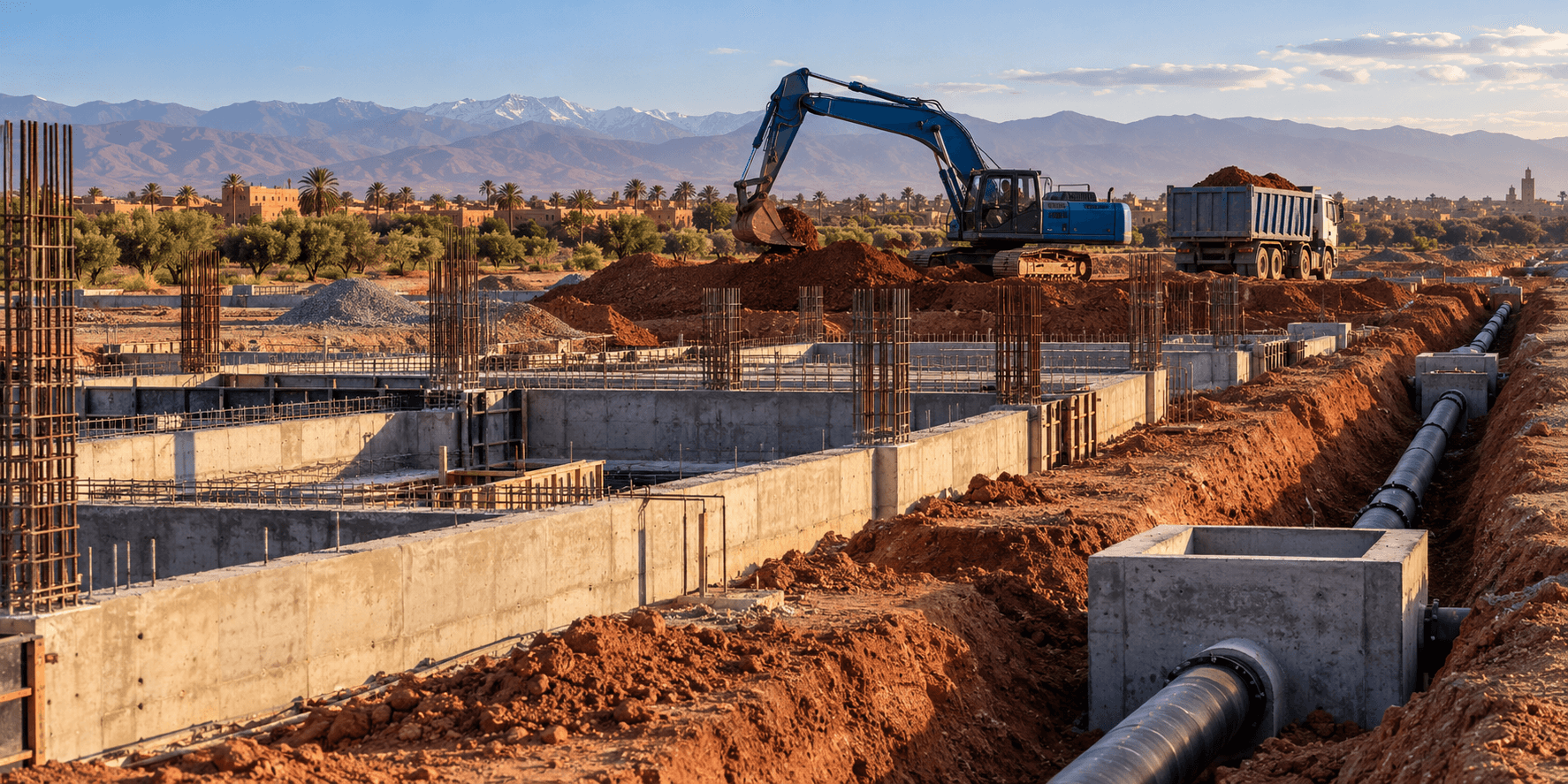 Travaux de construction et d’irrigation près de Marrakech